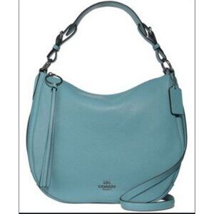 Coach Sutton Hobo Polished Pebble Leather Bag Purse Marine Blue style 35593